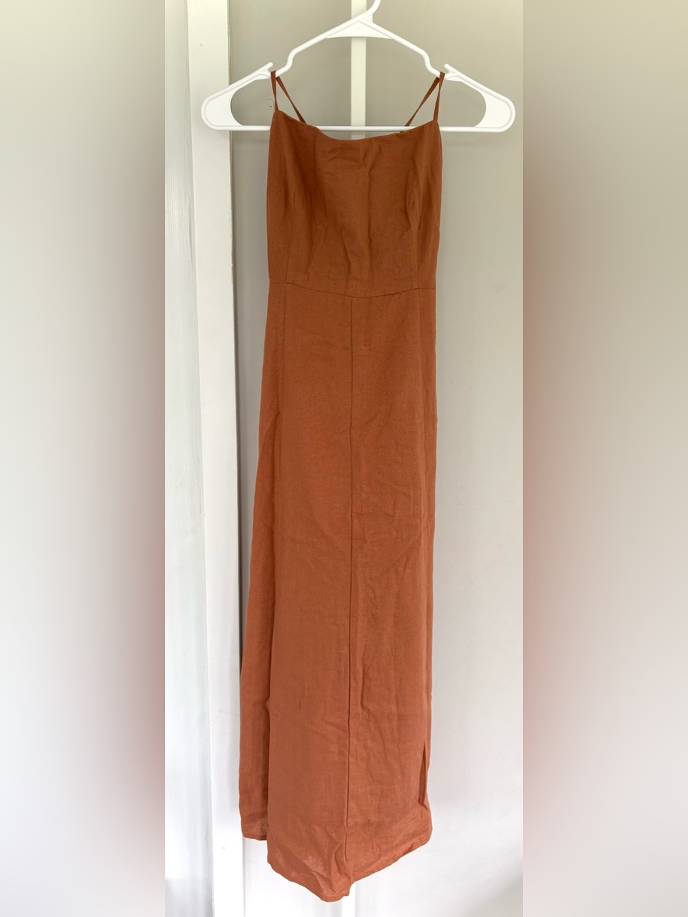o.p.t Rust Linen Blend Tie Back Maxi Dress Size L